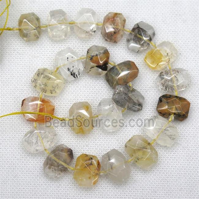 Landscape Quartz beads, faceted rectangle