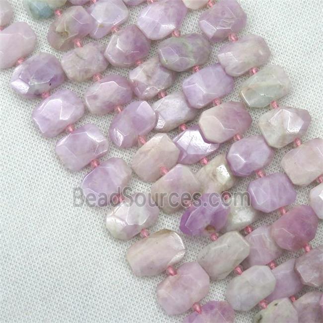 Kunzite beads, pink, faceted rectangle