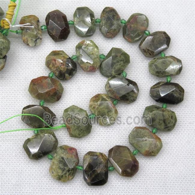 green Garnet beads, faceted rectangle