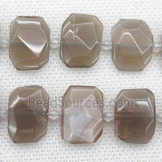 gray MoonStone beads, faceted rectangle