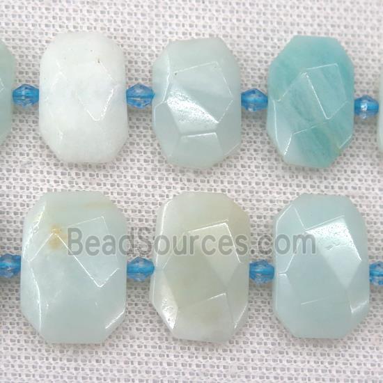 Chinese Amazonite stone beads, faceted rectangle