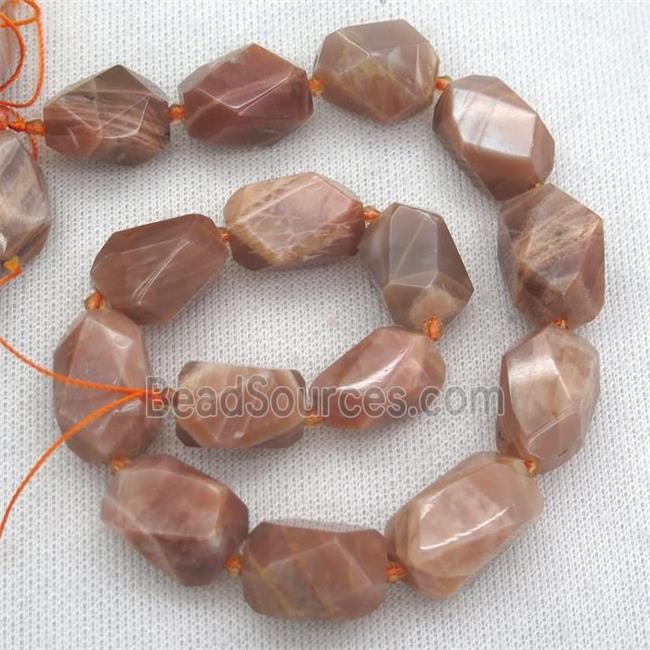 orange MoonStone nugget beads, freeform