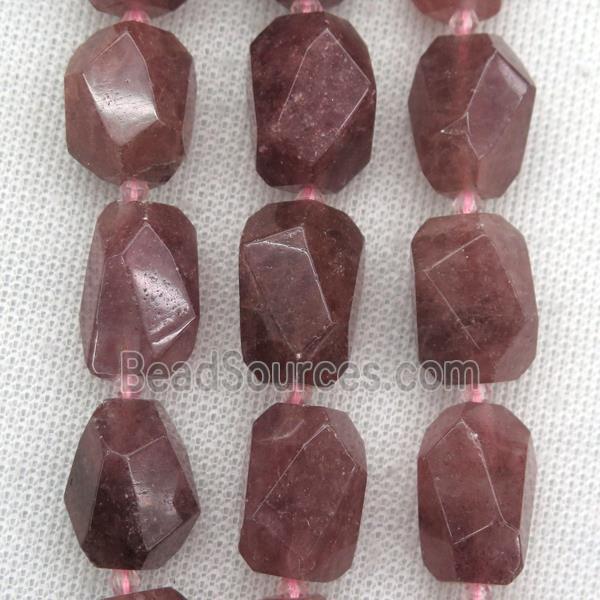 Strawberry Quartz nugget beads, freeform