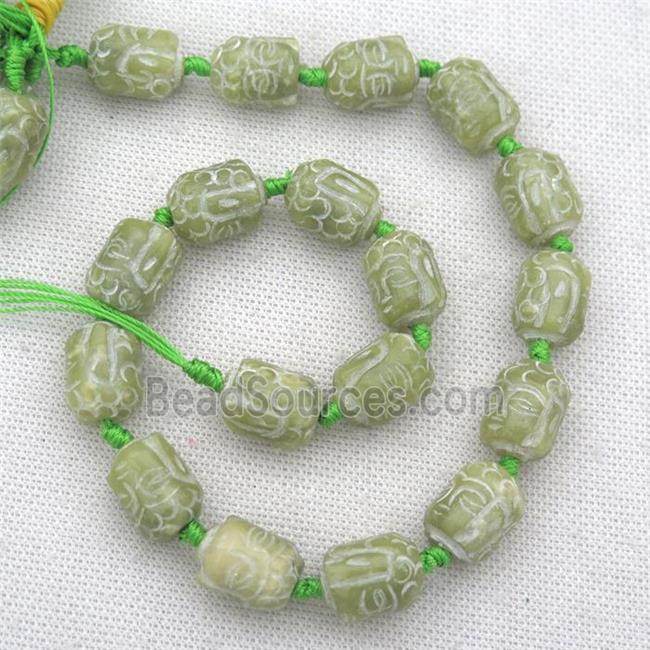 Chinese Agalmatolite beads, buddha, green