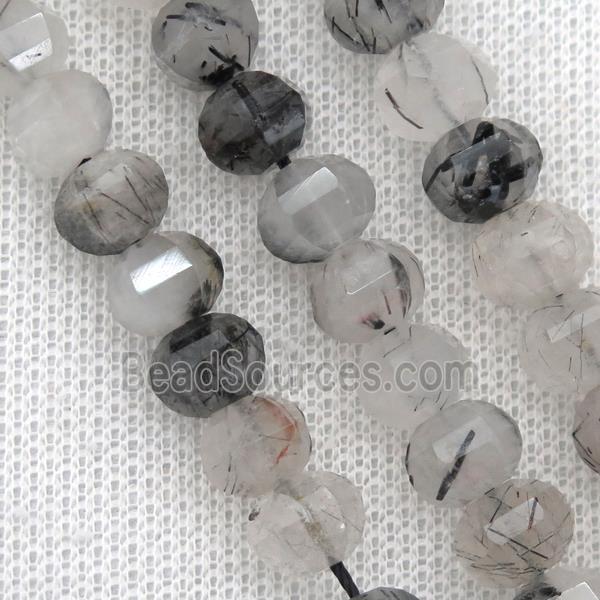 black Rutilated Quartz beads, lantern