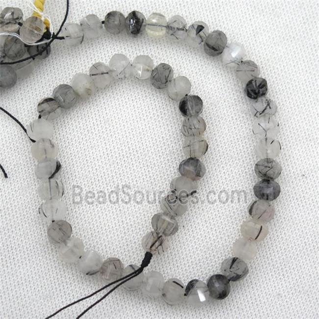 black Rutilated Quartz beads, lantern