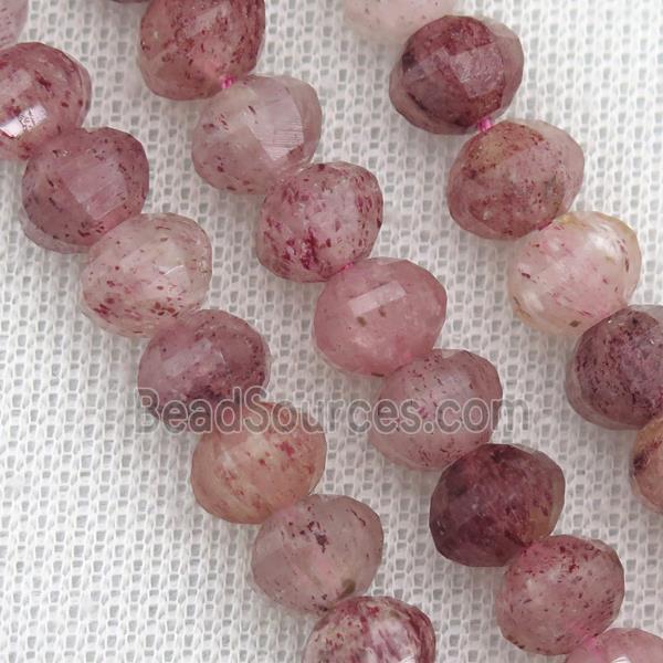 pink Strawberry Quartz beads, lantern