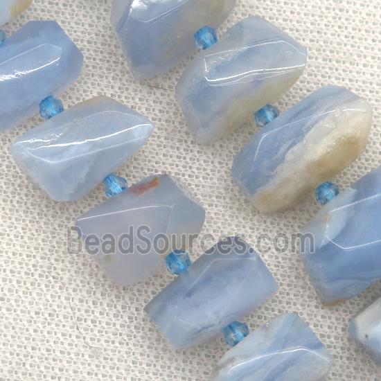 blue Lace Agate nugget beads, faceted freeform