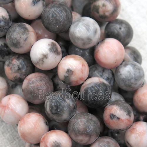 round Pink Zebra Jasper beads