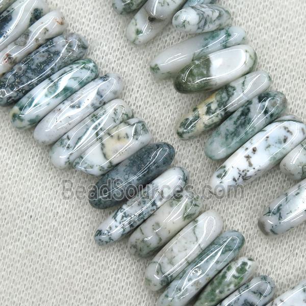 Tree Agate stick beads Dendridic topdrilled