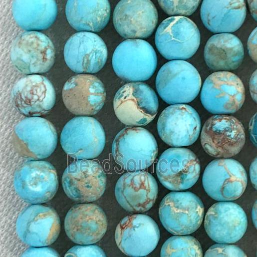 round blue Sea sediment jasper beads, matte