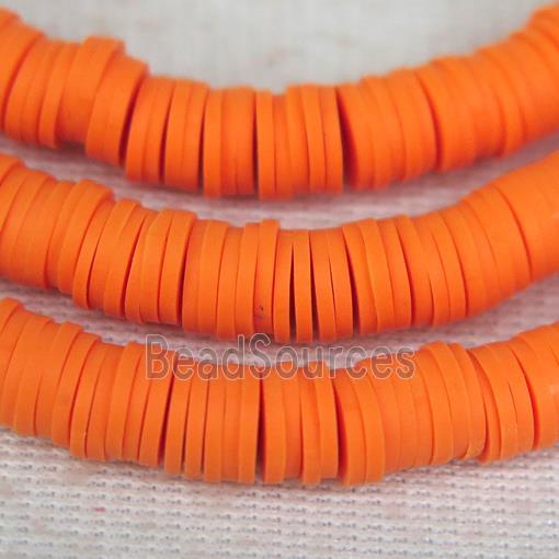 orange Fimo Polymer Clay heishi beads