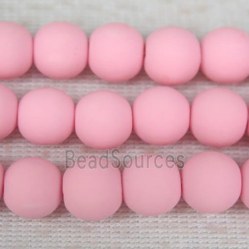 round pink Fimo Polymer Clay Beads