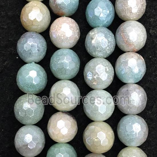 Amazonite stone bead, faceted round, AB color