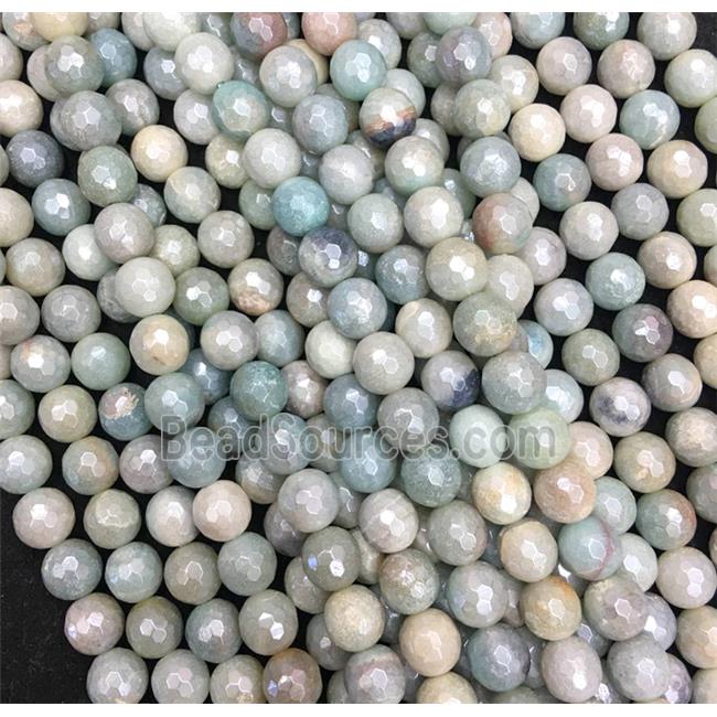 Amazonite stone bead, faceted round, AB color