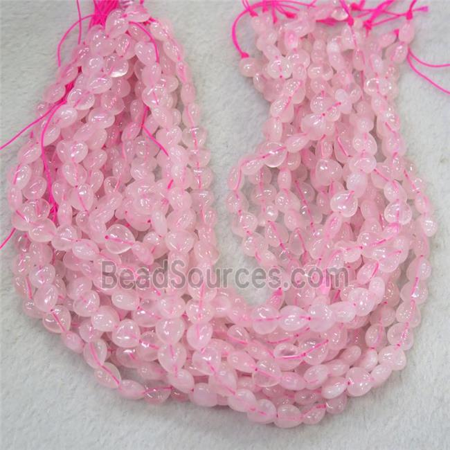 Pink Rose Quartz Heart Beads