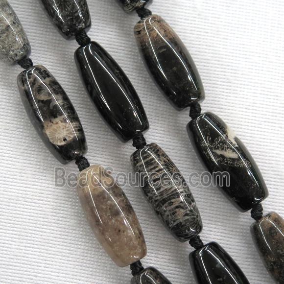 Black Coral Fossil Rice Beads