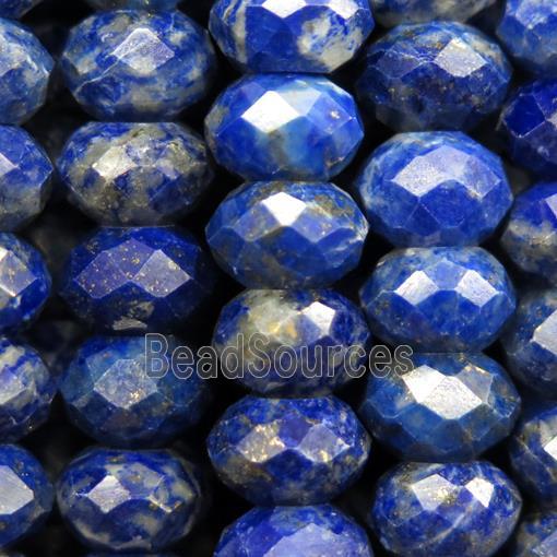 blue Lapis lazuli beads, faceted rondelle