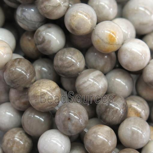 Natural Silver Leaf Jasper Beads Smooth Round