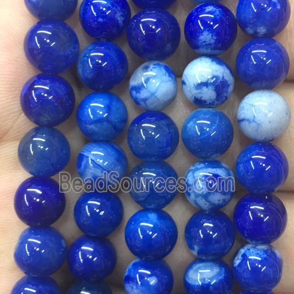 round blue agate beads