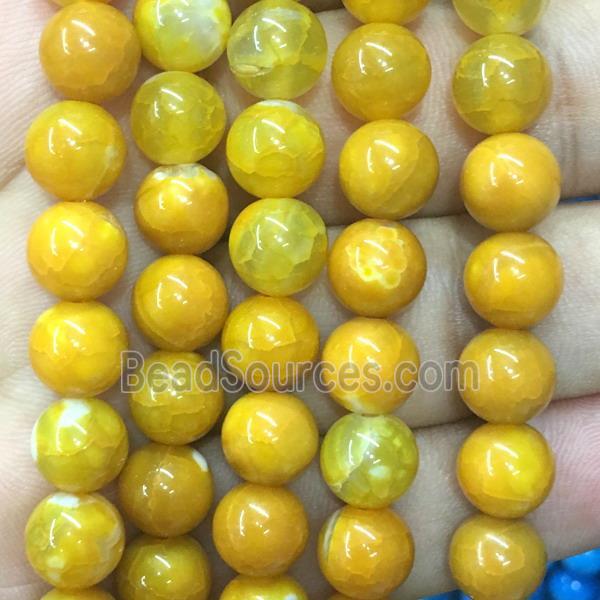 round agate beads smooth yellow dye