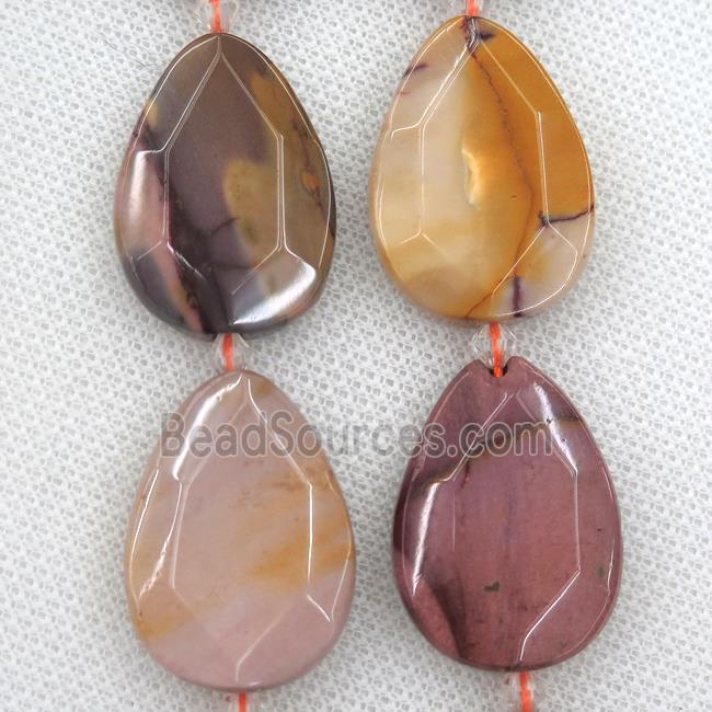 Mookaite beads, faceted teardrop