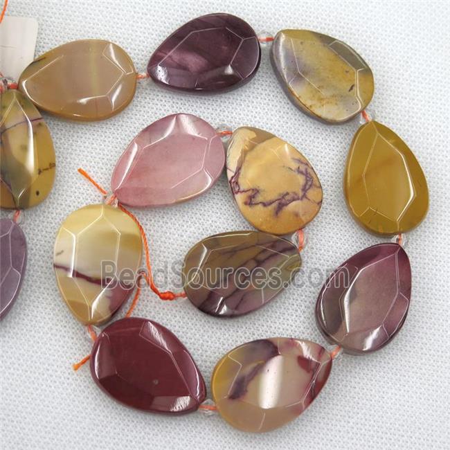 Mookaite beads, faceted teardrop