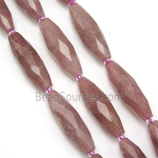 Strawberry Quartz beads, faceted rice