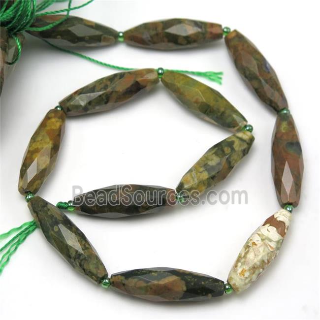 Rhyolite beads, faceted rice