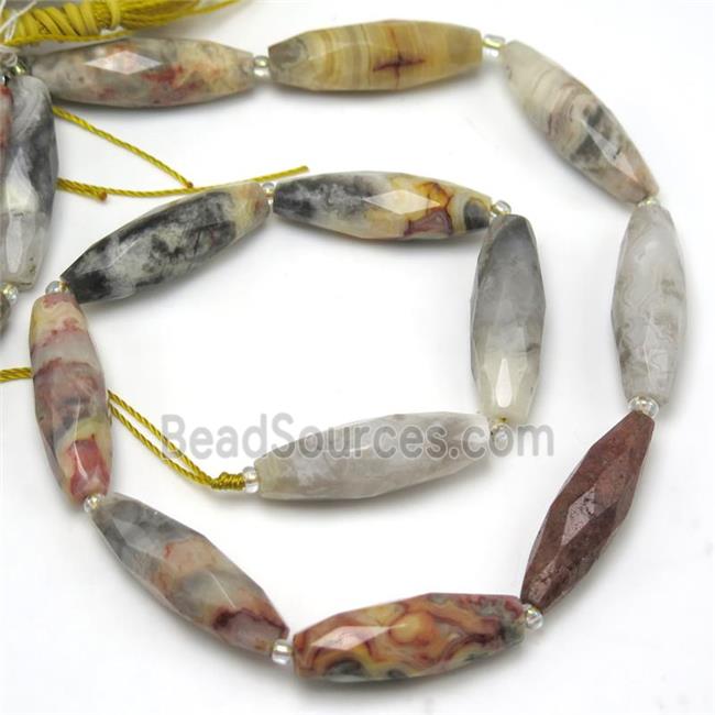 Crazy Agate Beads, faceted rice