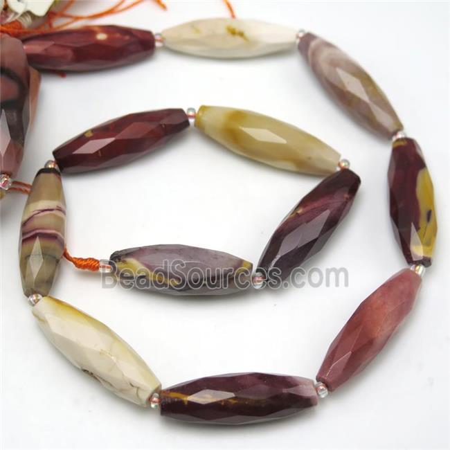 Mookaite beads, faceted rice