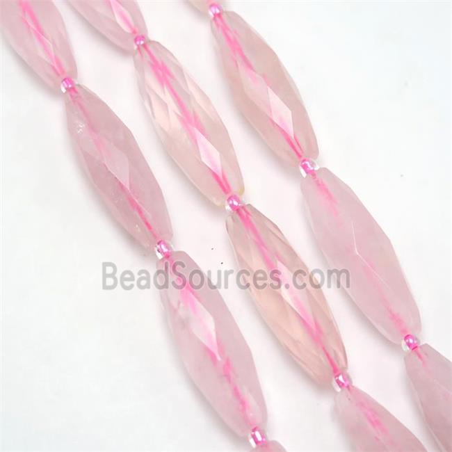 Rose Quartz beads, faceted rice