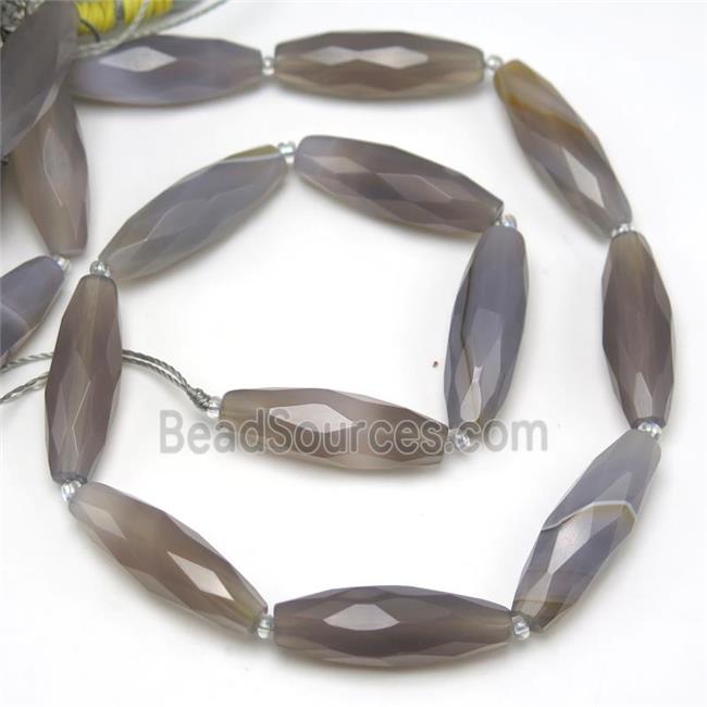 gray Agate Beads, faceted rice