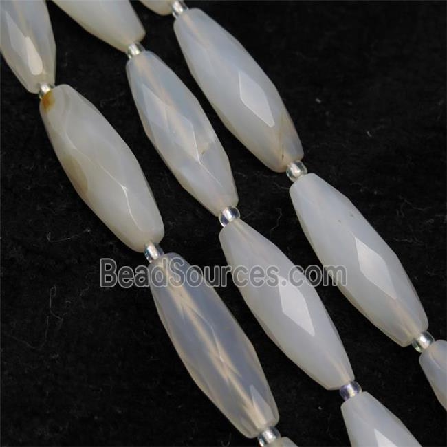 white Agate beads, faceted rice