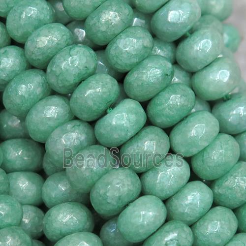 green Jasper beads, faceted rondelle, light plated