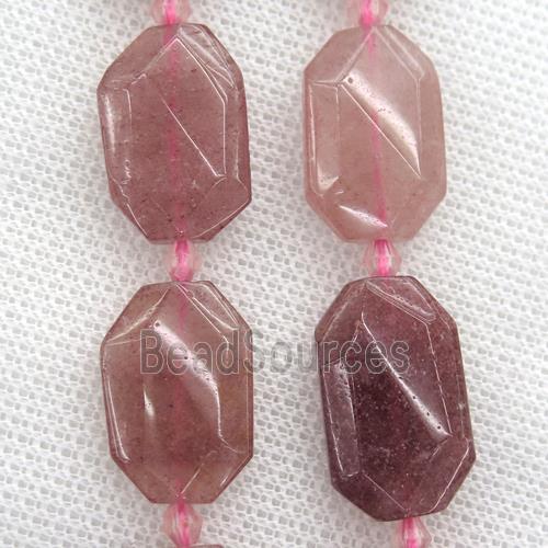 Strawberry Quartz beads, faceted rectangle