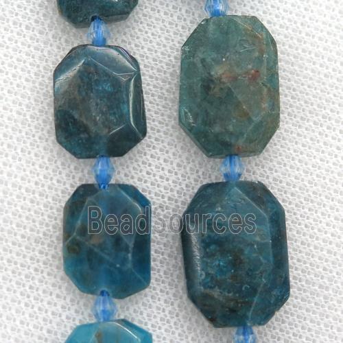 blue Apatite beads, faceted rectangle