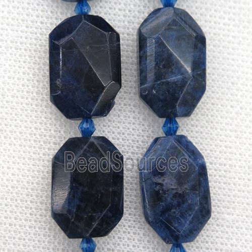 blue Sodalite beads, faceted rectangle