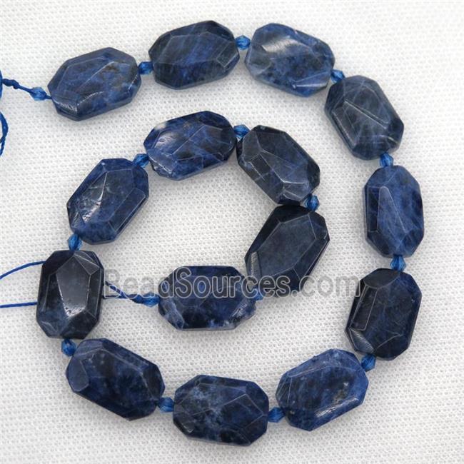 blue Sodalite beads, faceted rectangle