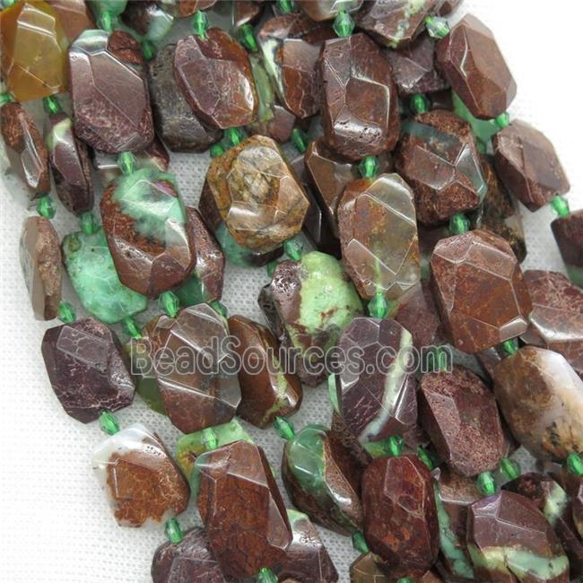 Chrysoprase beads, faceted rectangle, B-grade