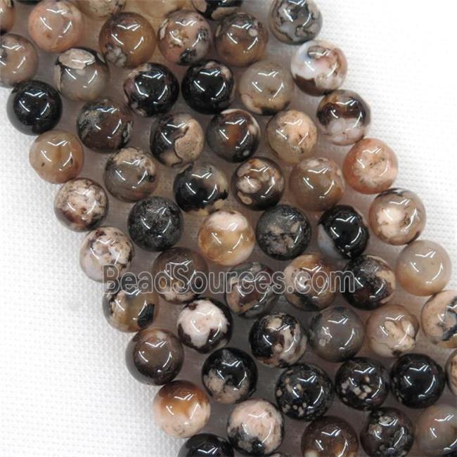 Black Cherry Blossom Agate Beads Sakura Smooth Round