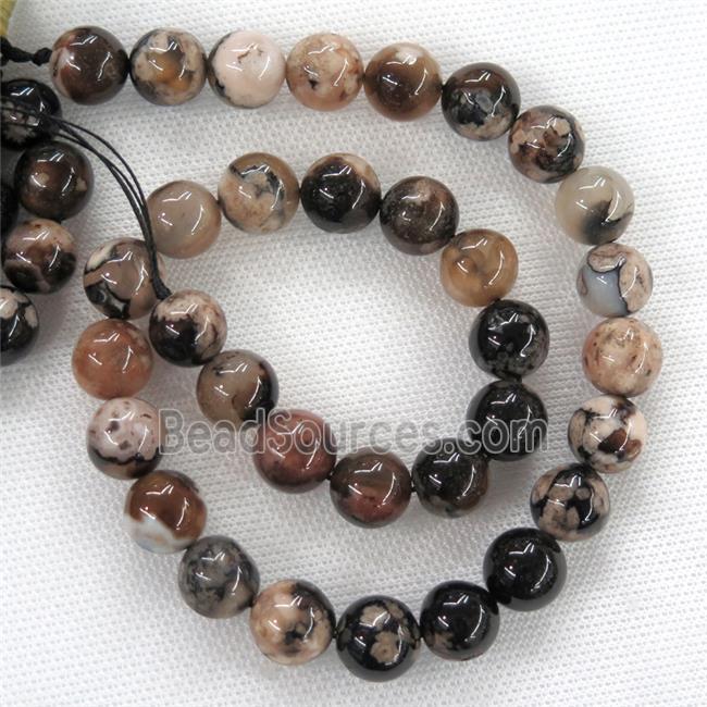 Black Cherry Blossom Agate Beads Sakura Smooth Round