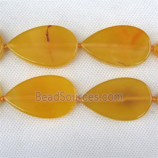 yellow Agate Beads, teardrop, dye