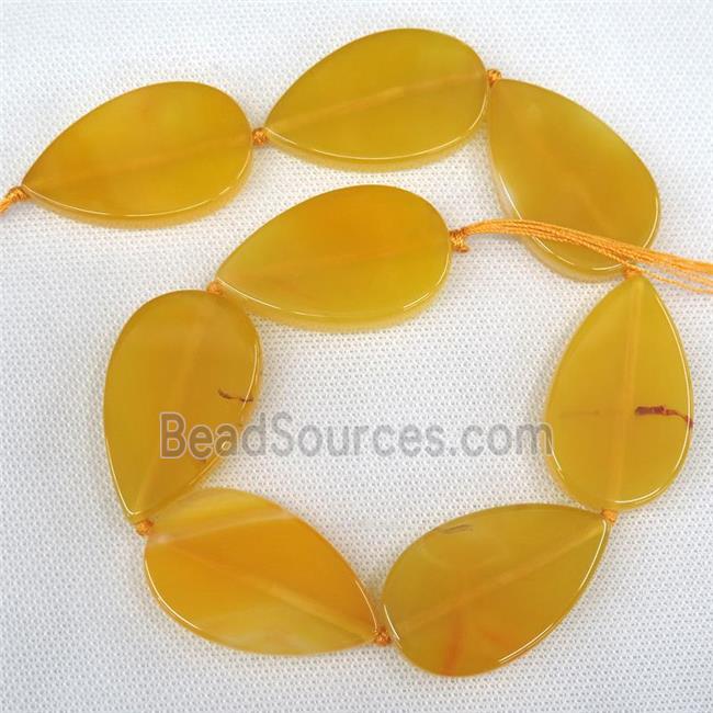 yellow Agate Beads, teardrop, dye