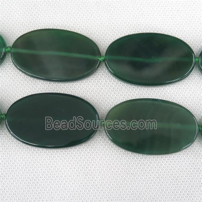 green Agate Beads, oval, dye