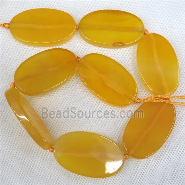 yellow Agate Beads, oval, dye