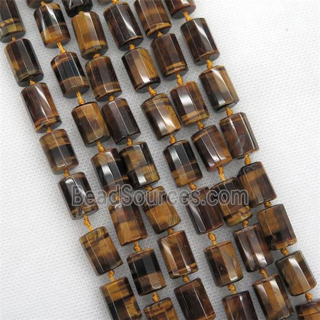 Tiger eye stone beads, faceted Column