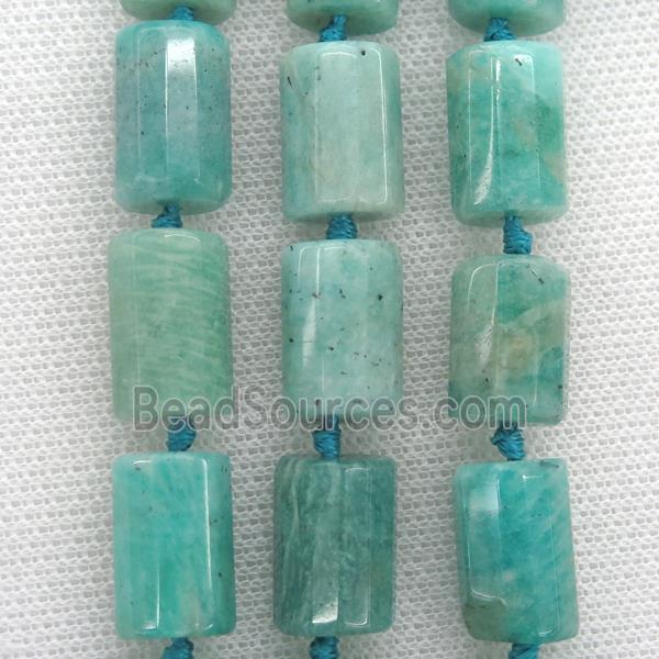 Green Amazonite Beads, faceted column