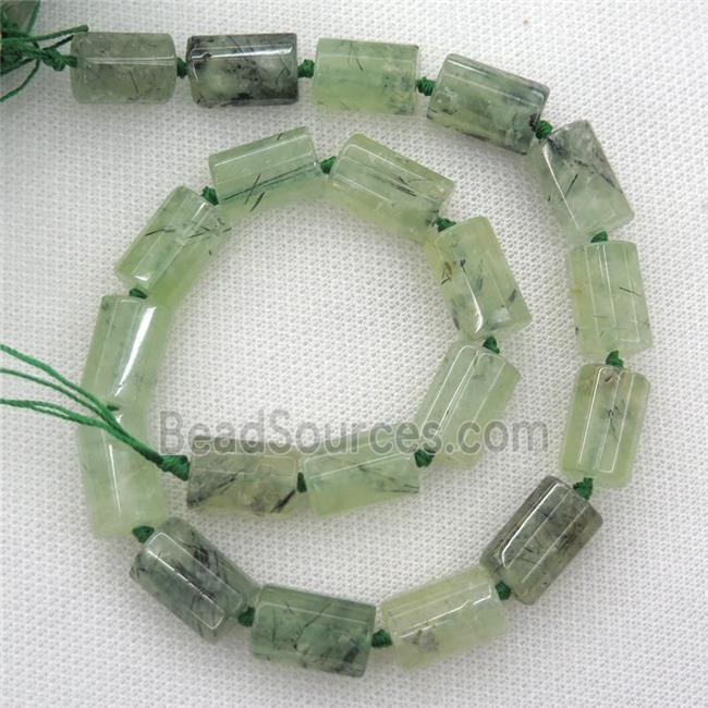 green Prehnite Beads, faceted column