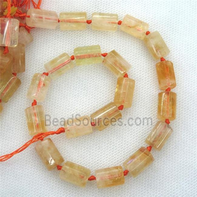 yellow Citrine Beads, faceted column